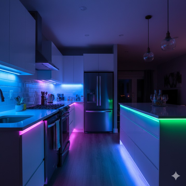 टास्क लाइटिंग का मतलब है कि जहां आप ज्यादा काम करते हैं वहां सीधी और तेज रोशनी देना। जैसे सिंक, चूल्हा या कटिंग बोर्ड के ऊपर। इसके लिए छोटे स्पॉटलाइट या एडजस्टेबल LED लाइट्स का इस्तेमाल किया जा सकता है। इससे आप बिना आंखें मिचमिचाए आसानी से खाना बना सकते हैं और गलती की संभावना भी कम होती है।