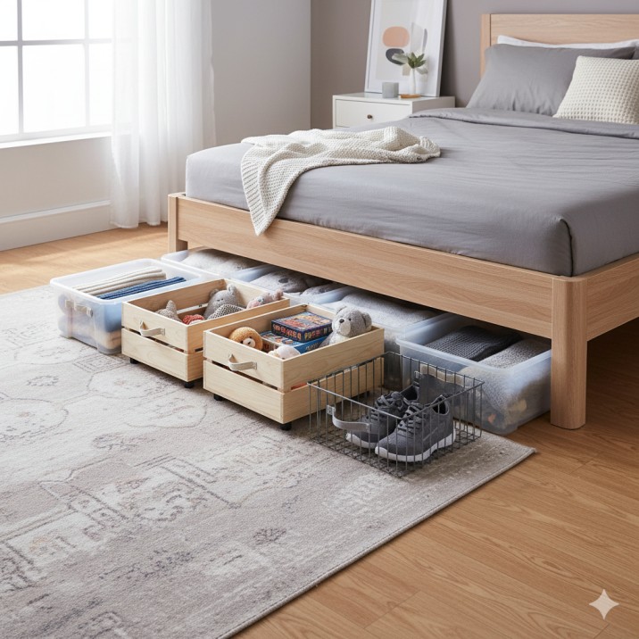 बेडरूम बेड स्टोरेज – बेड के नीचे के स्पेस को कैसे करें यूज़फुल