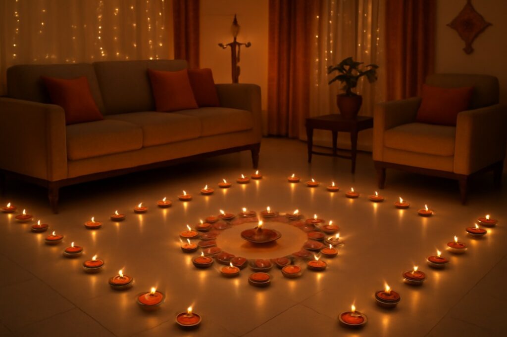 लिविंग रूम को त्योहार के दिन सजाने के तरीके – दीपावली/नवरात्रा स्पेशल