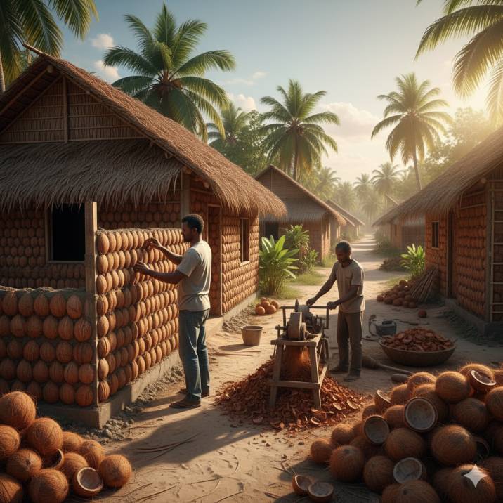 नारियल के खोल से बना पर्यावरण-अनुकूल घर: सस्ता, मजबूत और प्रदूषण कम करने वाला समाधान