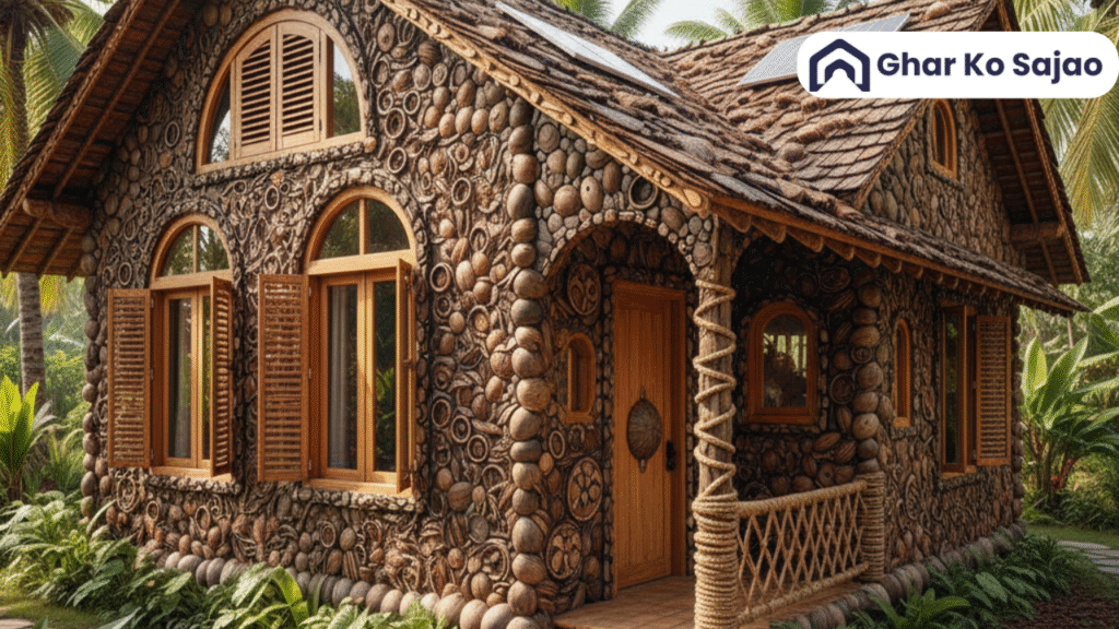 नारियल के खोल से बना पर्यावरण-अनुकूल घर: सस्ता, मजबूत और प्रदूषण कम करने वाला समाधान